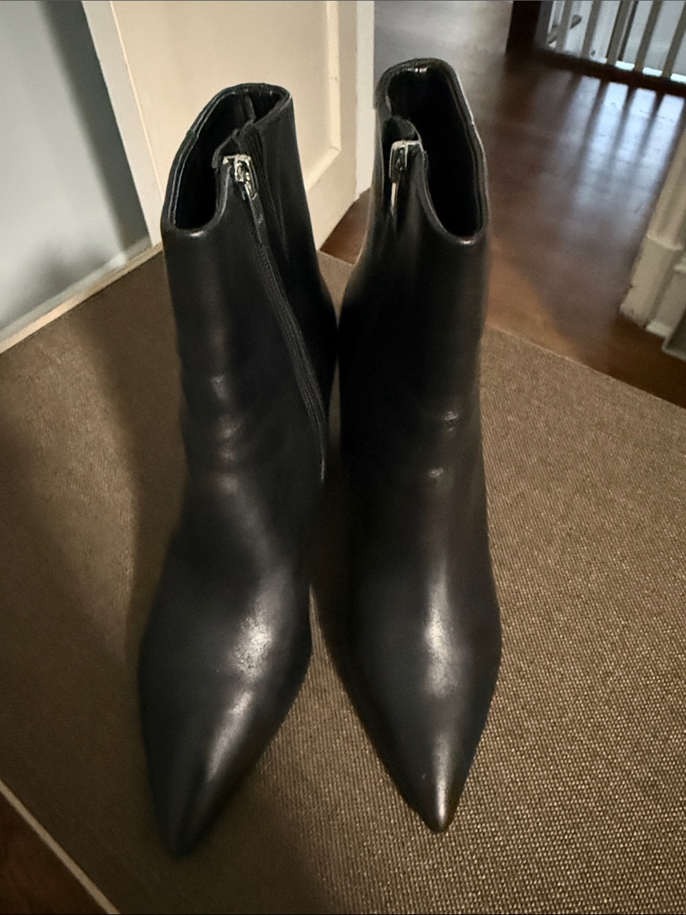 Marc Fisher Glorify Black Leather Heeled Ankle Boots 7.5